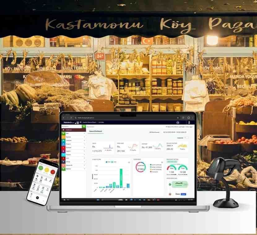 Grocery POS system with AI-powered reports, real-time insights, and sales analytics for smarter inventory and business decisions.