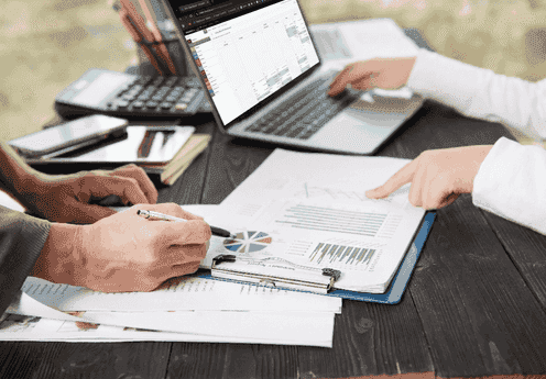 Expense management system custom reporting dashboard showing financial reports, expense analysis, and business performance insights.