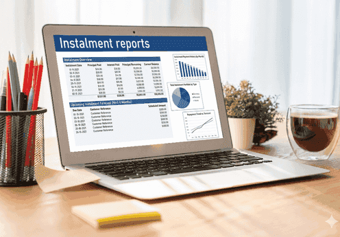 Installment management reports with payment history, due schedules, and collection records.