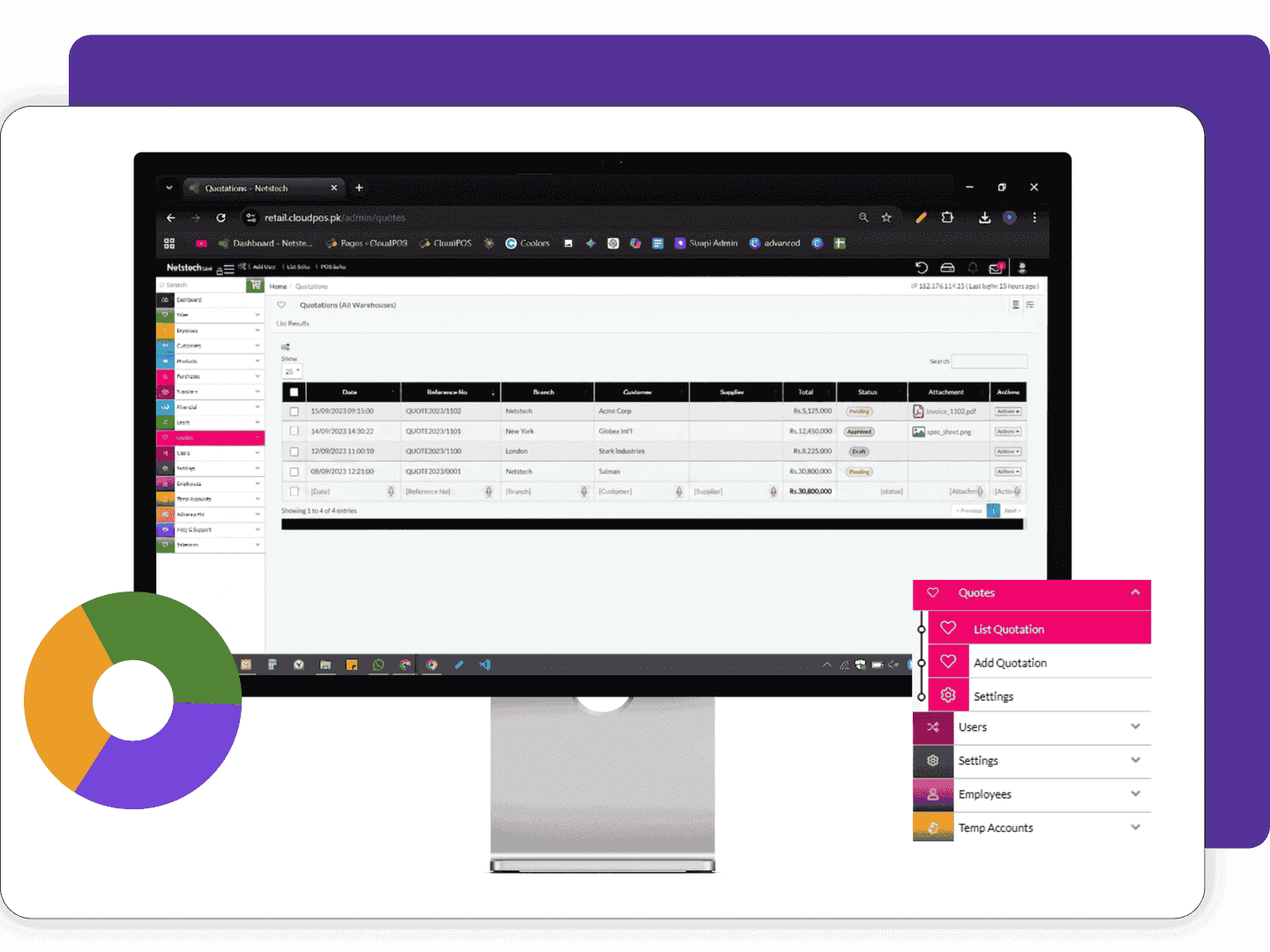 Features of CloudPOS Quotation Management  mockup