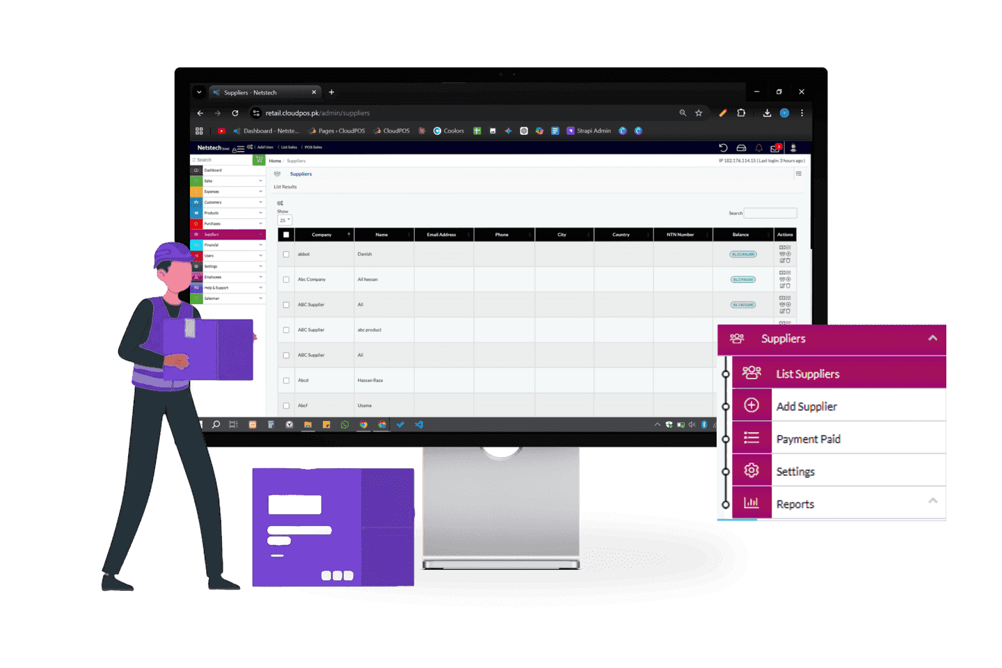 Dashboard showing the list suppliers of supplier feature.