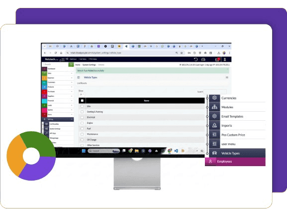 Features of CloudPOS Vehicle Management mockup