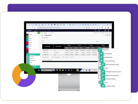 Features of CloudPOS Production Management  mockup