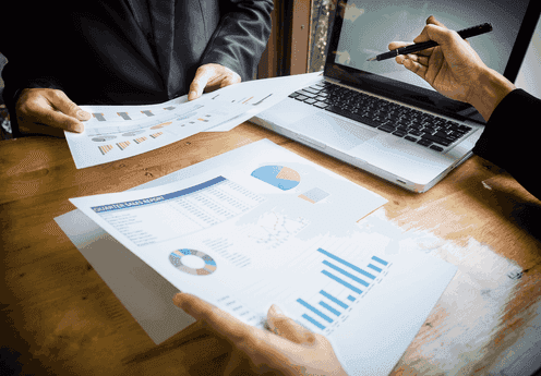 Business reporting system in warehouse management with inventory analytics and performance insights.