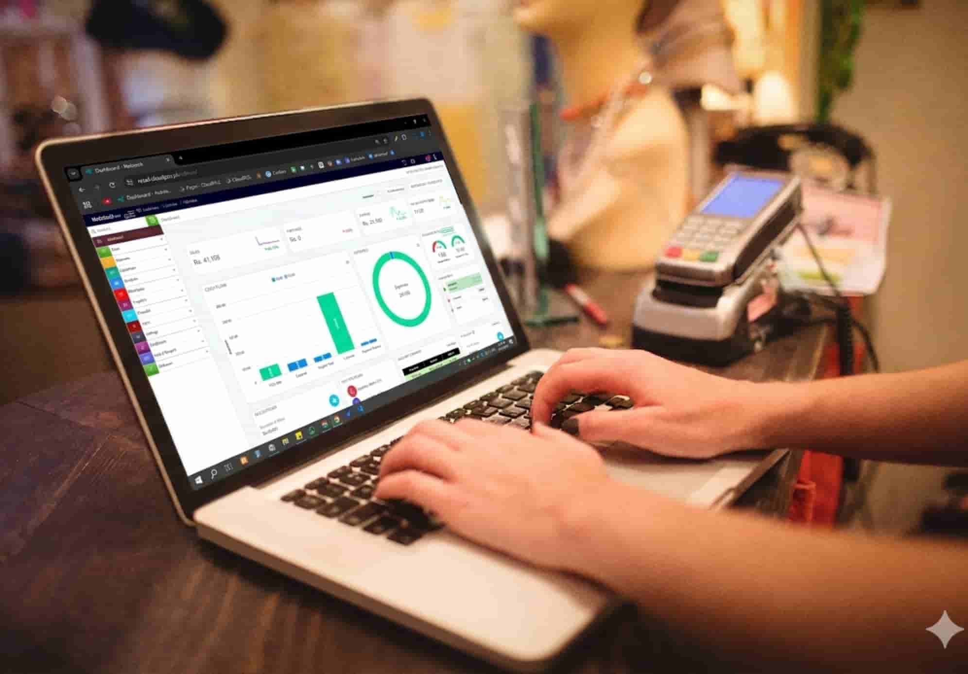 Salesman management software with custom dashboard for sales tracking and business insights.