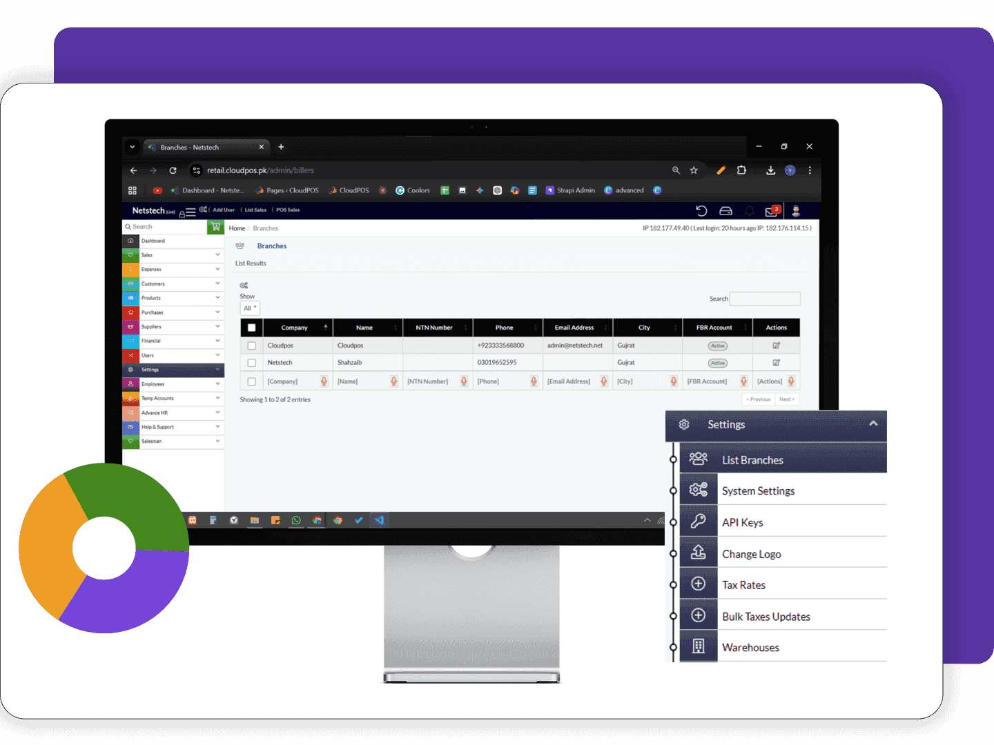 Features of CloudPOS Setting Module mockup