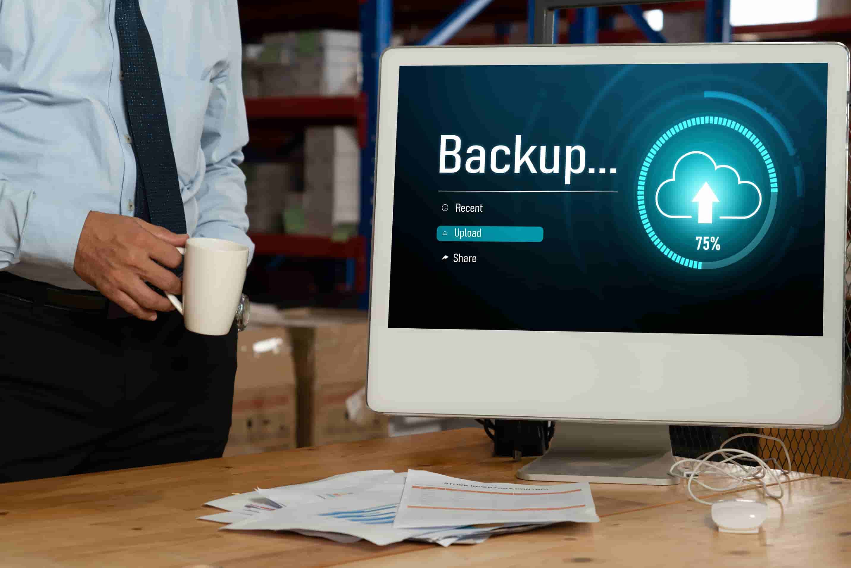 Backup management system with backup reports for monitoring data security and backup performance.