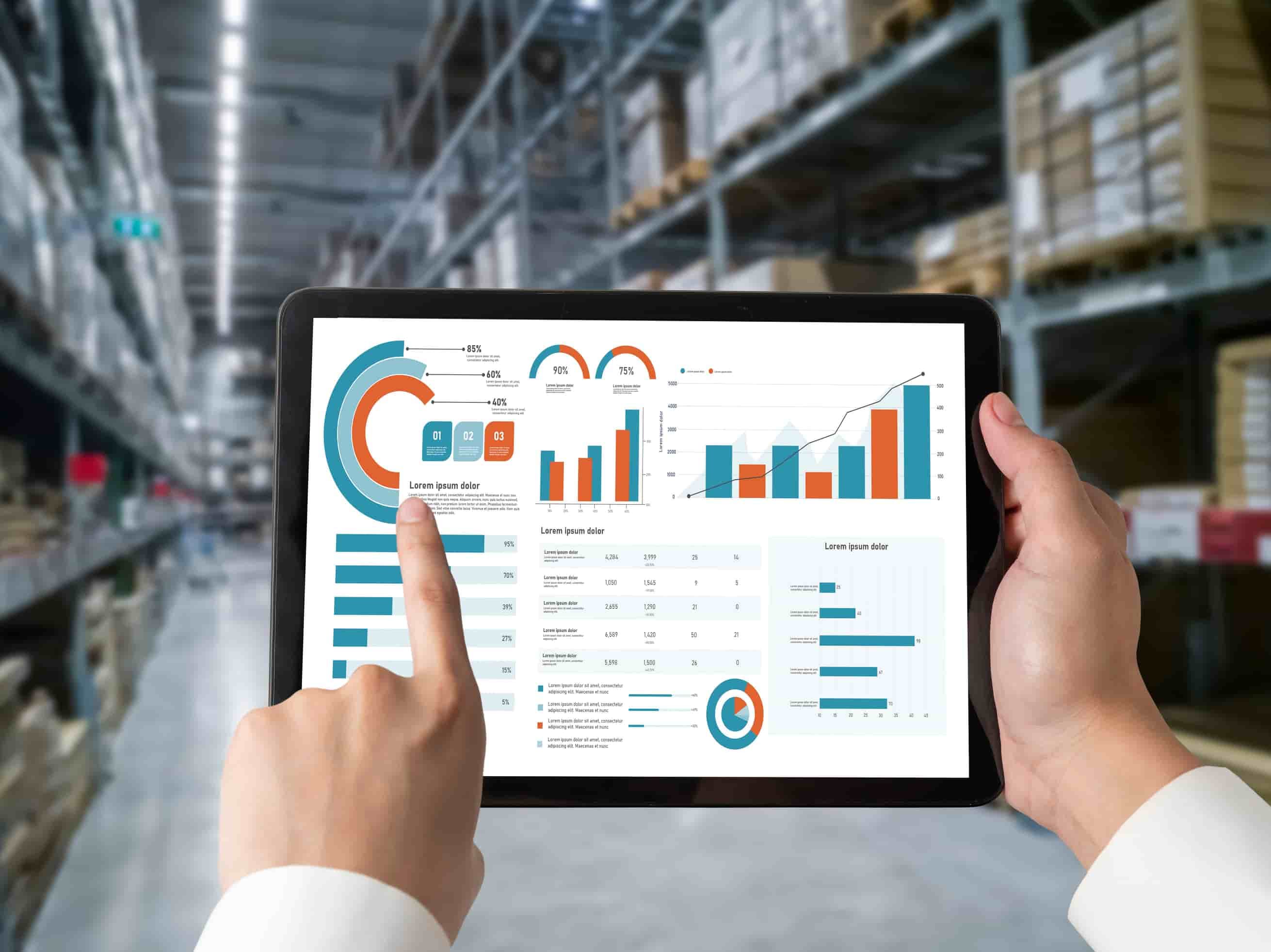 Analytics report dashboard for distributor performance and business insights.