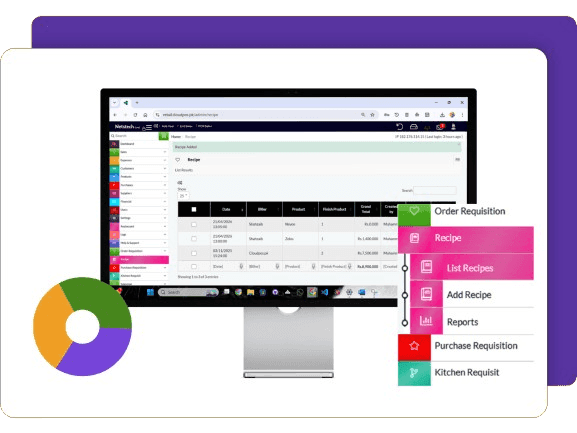 Feature of CloudPOS Recipe Management mockup