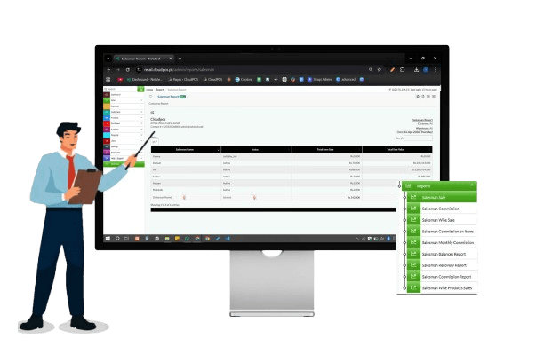 Salesman management software with sales commission management and automated incentive calculation.