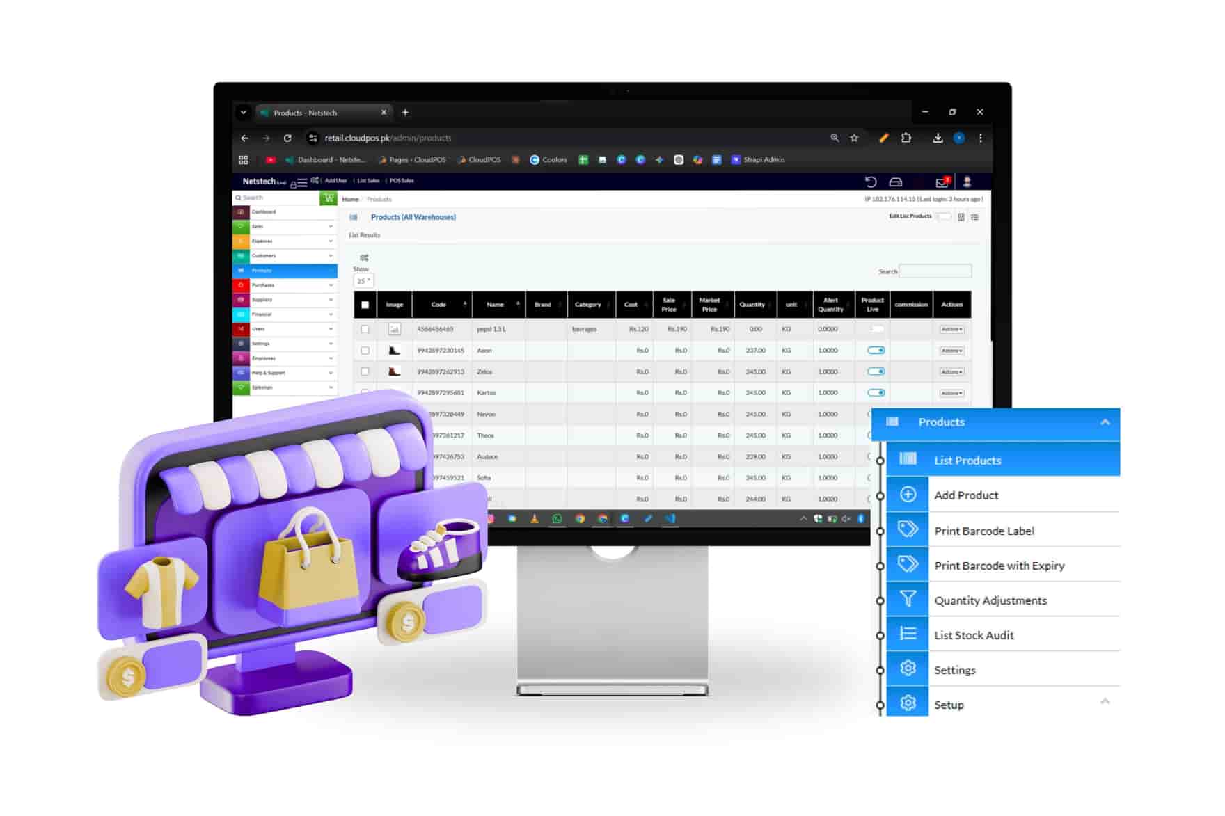 Dashboard showing the all the product list of product feature.