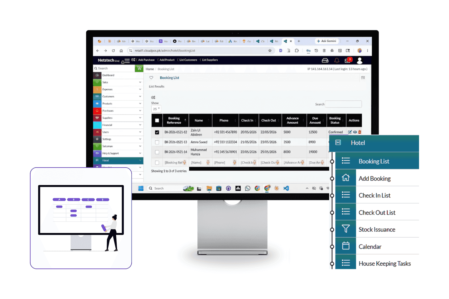 Hotel inventory tracking for stock management and supply monitoring.