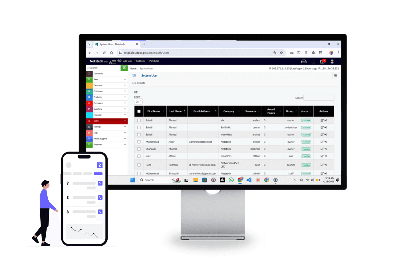 Business settings dashboard with company information, system preferences, and configuration options.
