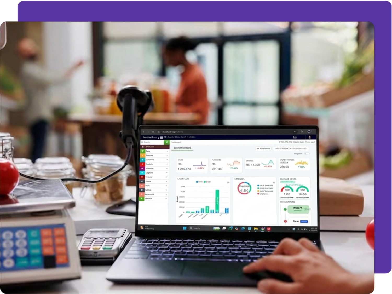 CloudPOS cloud POS software dashboard showing sales and inventory management system