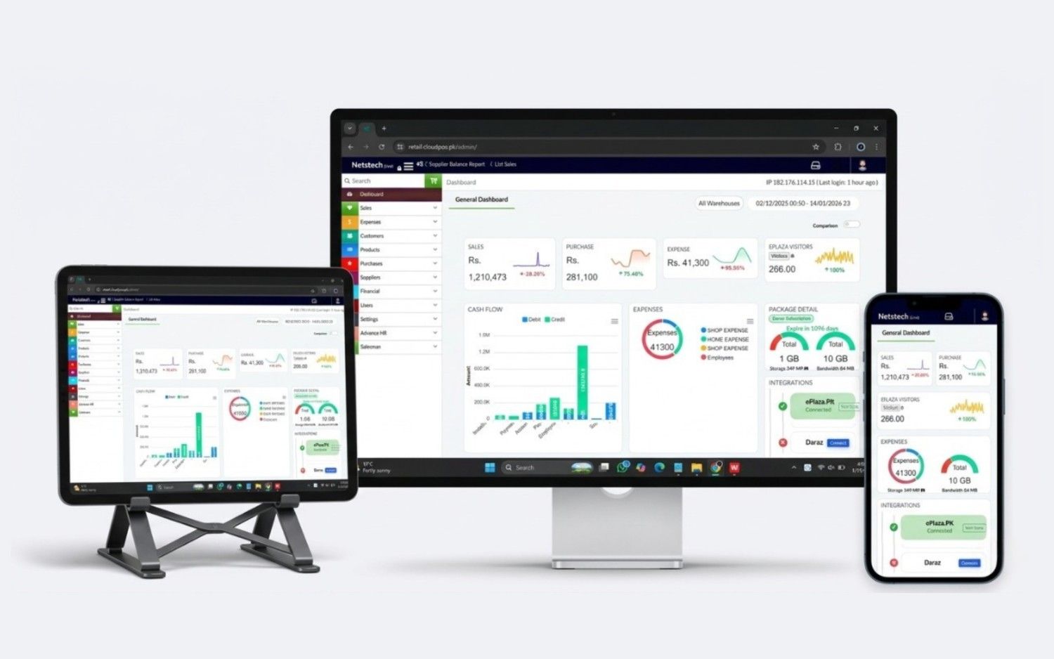 CloudPOS product management features including inventory control, pricing, barcode, and reporting tools